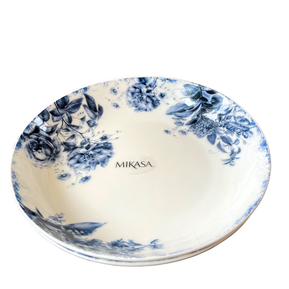 Mikasa PIPPA Blue & White Floral Bone China 8.5" Pasta Bowls Set of 2 New - Picture 2 of 3